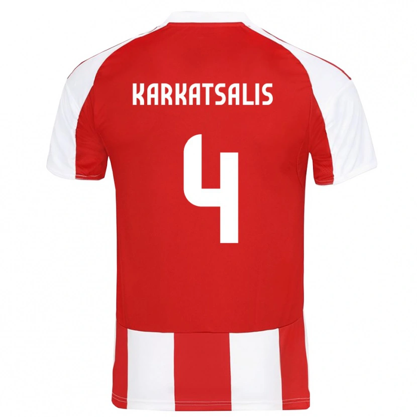 Danxen Män Vasilios Karkatsalis #4 Röd Vit Hemmatröja Matchtröjor 2025/26 Tröjor T-Tröja