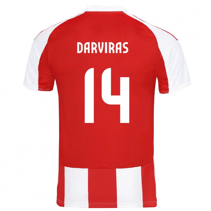 Danxen Män Christos Darviras #14 Röd Vit Hemmatröja Matchtröjor 2025/26 Tröjor T-Tröja