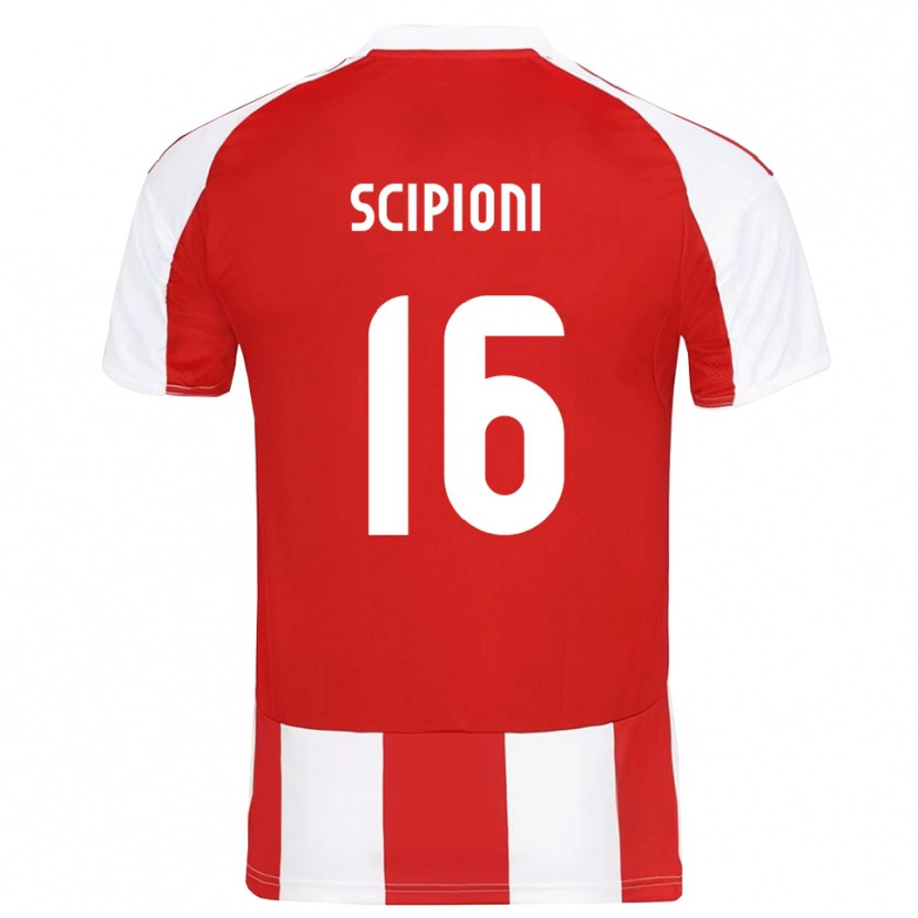 Danxen Män Lorenzo Scipioni #16 Röd Vit Hemmatröja Matchtröjor 2025/26 Tröjor T-Tröja