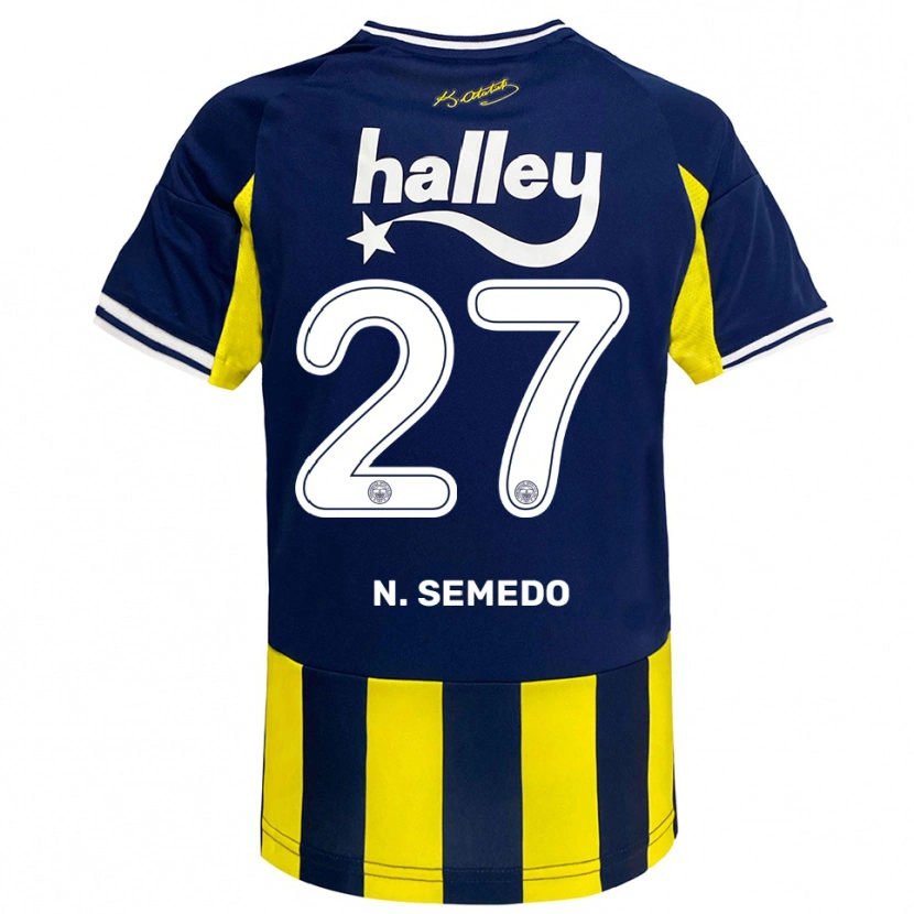 Danxen Män Nélson Semedo #27 Gul Marinblå Vit Hemmatröja Matchtröjor 2025/26 Tröjor T-Tröja
