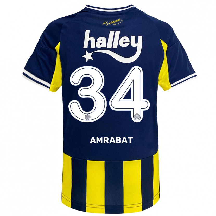 Danxen Män Sofyan Amrabat #34 Gul Marinblå Vit Hemmatröja Matchtröjor 2025/26 Tröjor T-Tröja