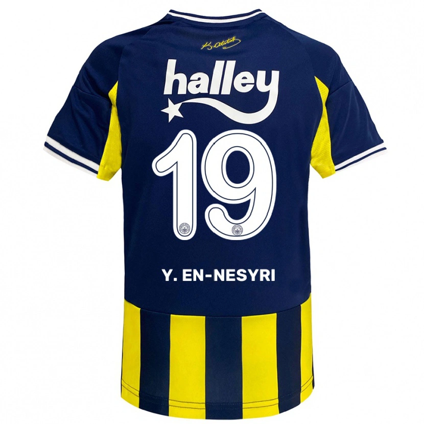 Danxen Män Youssef En-Nesyri #19 Gul Marinblå Vit Hemmatröja Matchtröjor 2025/26 Tröjor T-Tröja