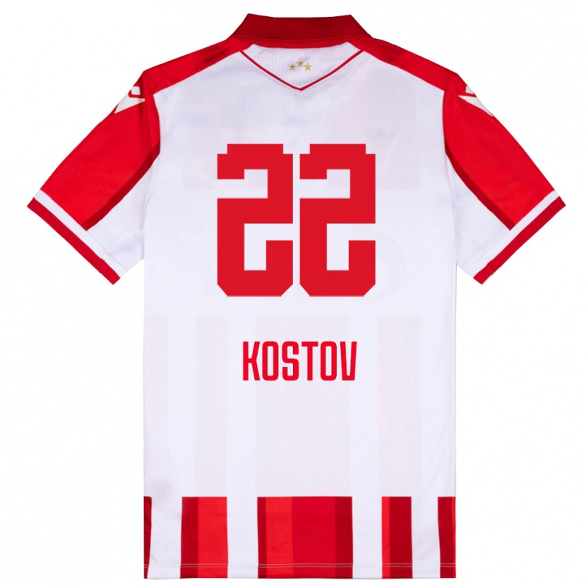 Danxen Män Vasilije Kostov #22 Röd Vit Hemmatröja Matchtröjor 2025/26 Tröjor T-Tröja