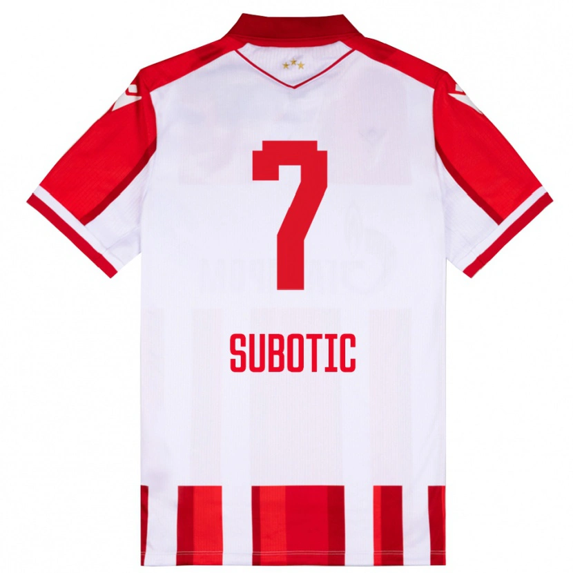 Danxen Män Vasilije Subotic #7 Röd Vit Hemmatröja Matchtröjor 2025/26 Tröjor T-Tröja
