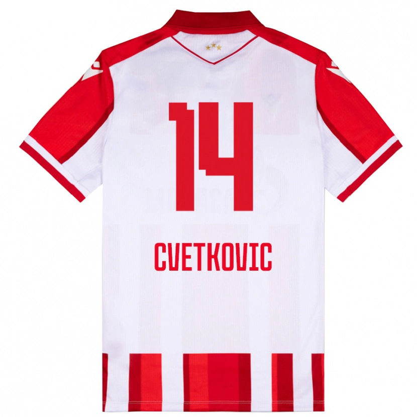 Danxen Män Djordje Cvetkovic #14 Röd Vit Hemmatröja Matchtröjor 2025/26 Tröjor T-Tröja