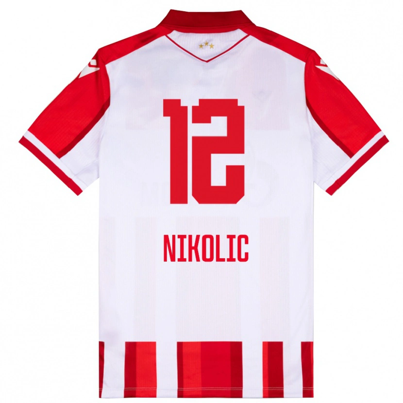 Danxen Män Uros Nikolic #12 Röd Vit Hemmatröja Matchtröjor 2025/26 Tröjor T-Tröja