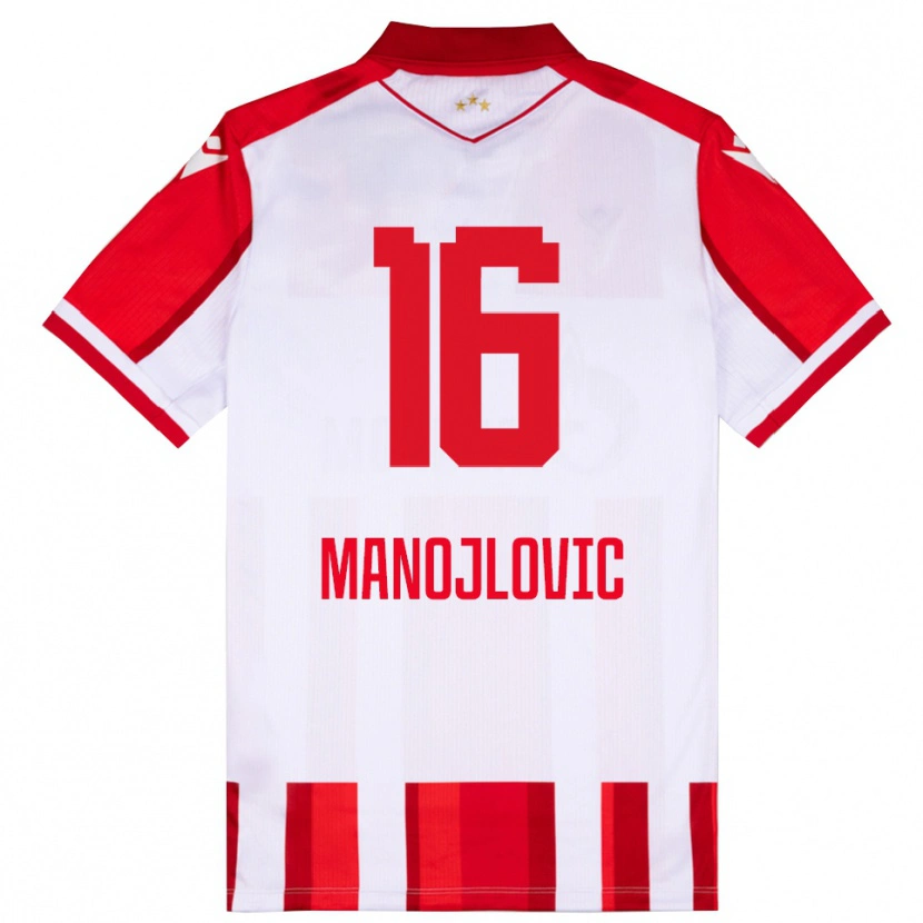 Danxen Män Petar Manojlovic #16 Röd Vit Hemmatröja Matchtröjor 2025/26 Tröjor T-Tröja