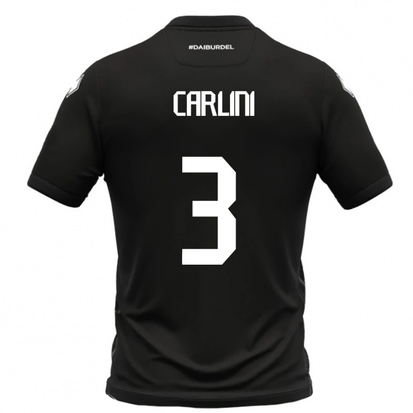 Danxen Män Alessandro Carlini #3 Svart Vit Bortatröja Matchtröjor 2025/26 Tröjor T-Tröja