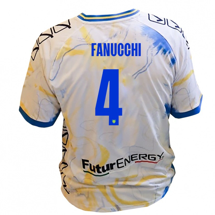 Danxen Män Filippo Fanucchi #4 Vitt Gult Blått Bortatröja Matchtröjor 2025/26 Tröjor T-Tröja