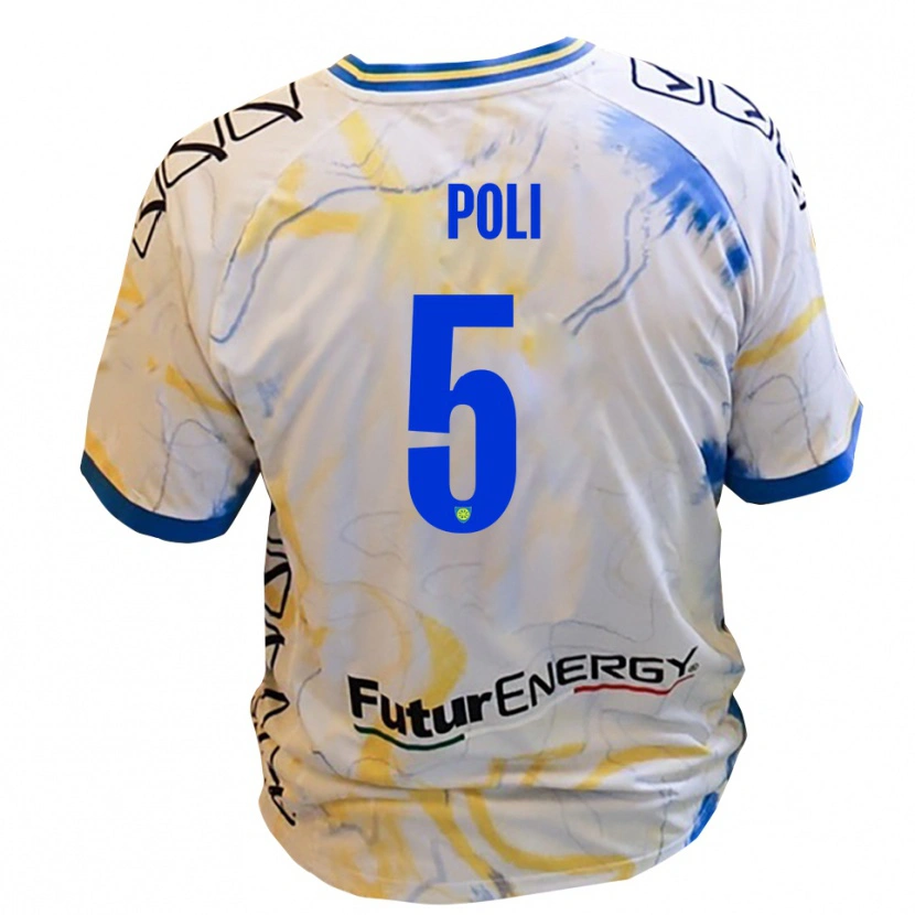Danxen Män Lorenzo Poli #5 Vitt Gult Blått Bortatröja Matchtröjor 2025/26 Tröjor T-Tröja
