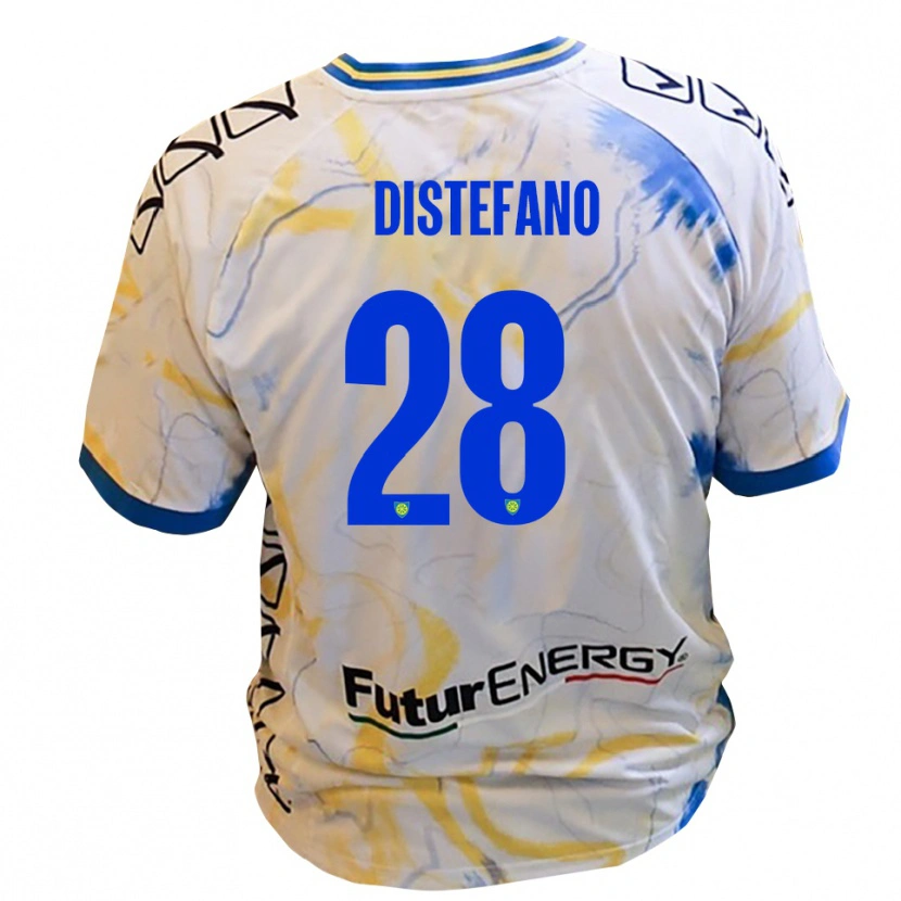 Danxen Män Filippo Distefano #28 Vitt Gult Blått Bortatröja Matchtröjor 2025/26 Tröjor T-Tröja