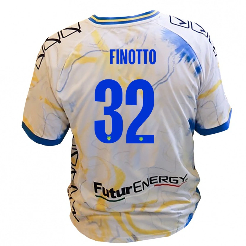 Danxen Män Mattia Finotto #32 Vitt Gult Blått Bortatröja Matchtröjor 2025/26 Tröjor T-Tröja