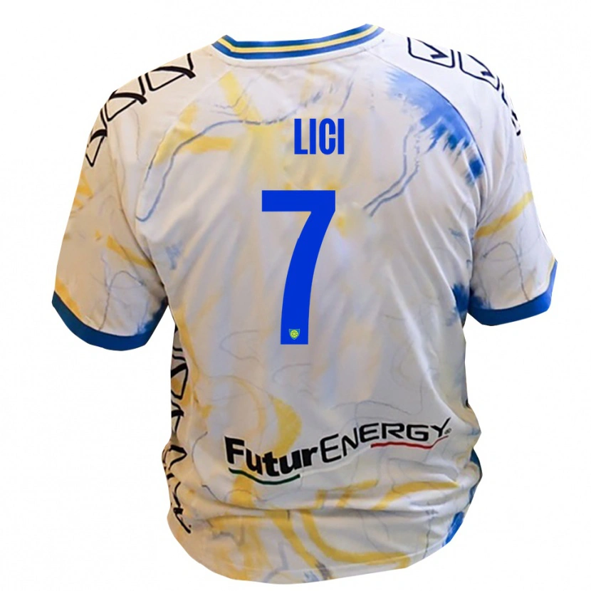 Danxen Män Alessio Lici #7 Vitt Gult Blått Bortatröja Matchtröjor 2025/26 Tröjor T-Tröja