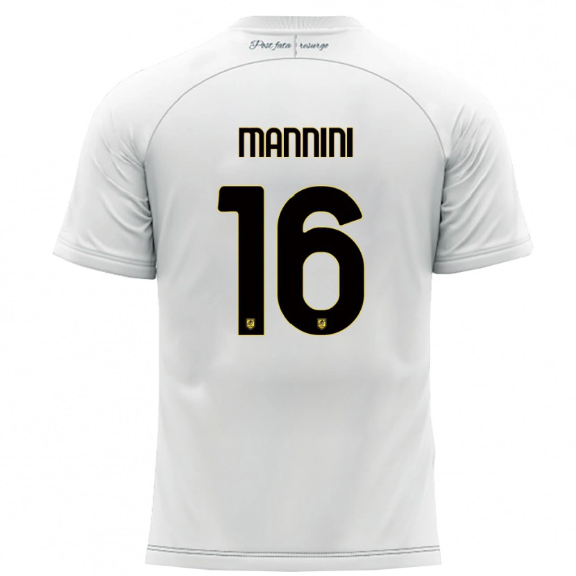 Danxen Män Mattia Mannini #16 Vitt Gult Bortatröja Matchtröjor 2025/26 Tröjor T-Tröja