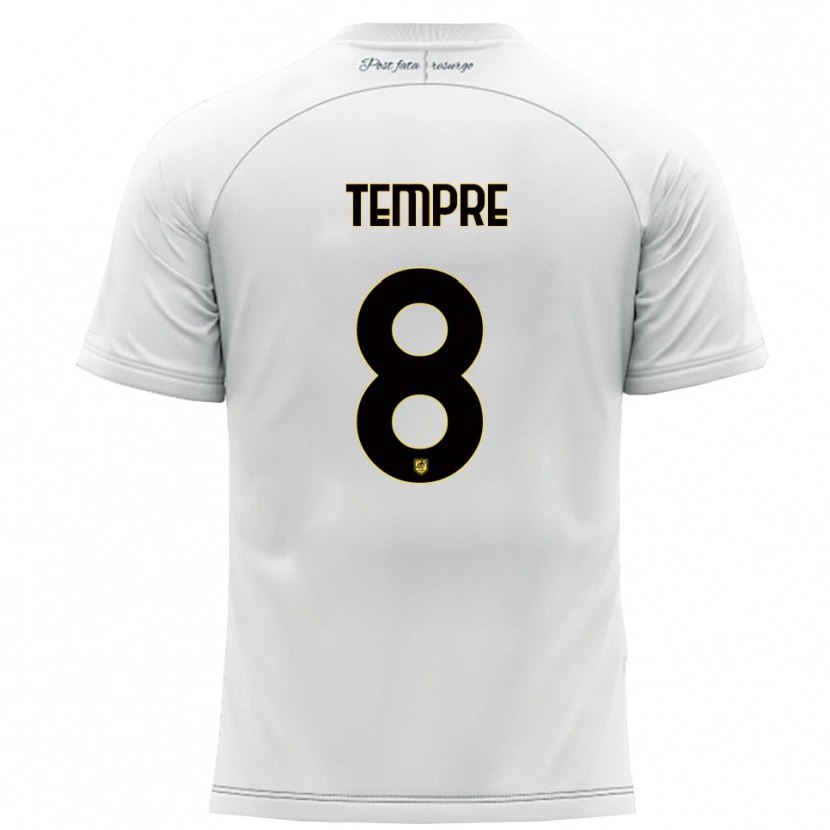 Danxen Män Domenico Tempre #8 Vitt Gult Bortatröja Matchtröjor 2025/26 Tröjor T-Tröja