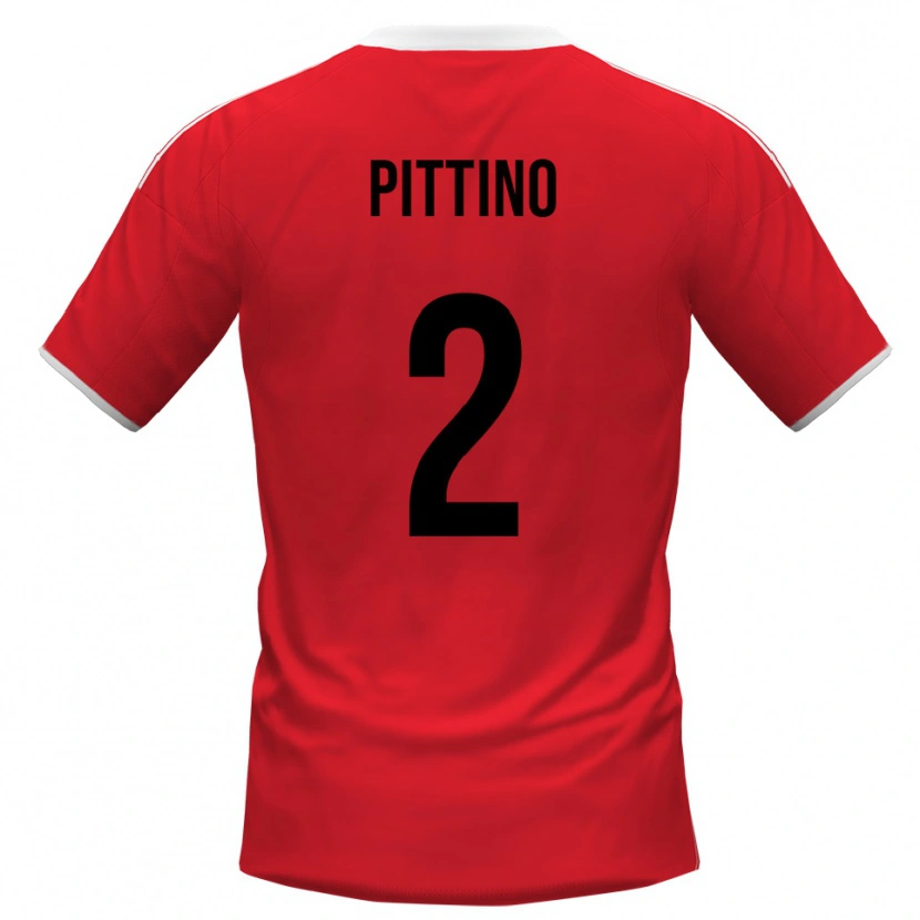 Danxen Män Tommaso Pittino #2 Röd Vit Bortatröja Matchtröjor 2025/26 Tröjor T-Tröja
