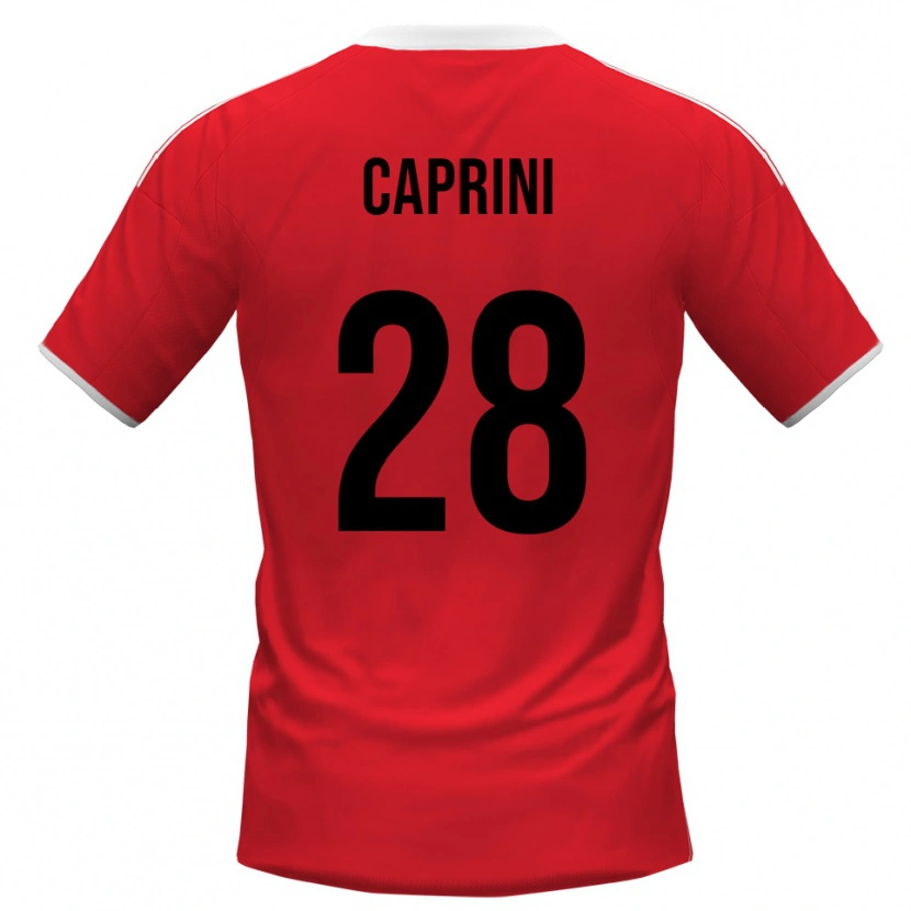 Danxen Män Maat Daniel Caprini #28 Röd Vit Bortatröja Matchtröjor 2025/26 Tröjor T-Tröja