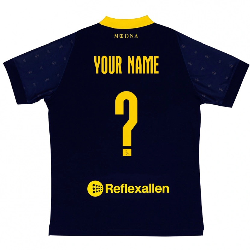 Danxen Män Ditt Namn #0 Marinblå Gul Bortatröja Matchtröjor 2025/26 Tröjor T-Tröja