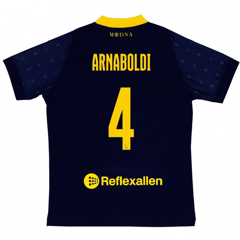 Danxen Män Pietro Arnaboldi #4 Marinblå Gul Bortatröja Matchtröjor 2025/26 Tröjor T-Tröja