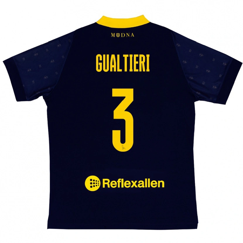 Danxen Män Stefano Gualtieri #3 Marinblå Gul Bortatröja Matchtröjor 2025/26 Tröjor T-Tröja