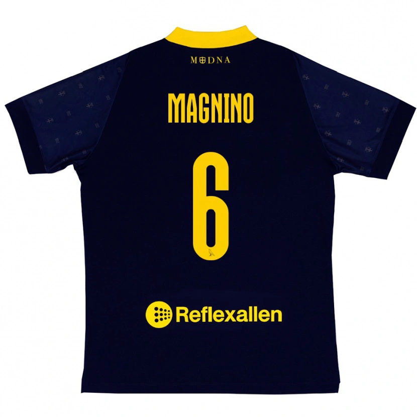 Danxen Män Luca Magnino #6 Marinblå Gul Bortatröja Matchtröjor 2025/26 Tröjor T-Tröja