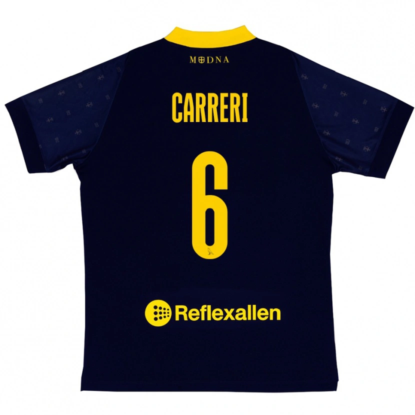 Danxen Män Carlo Carreri #6 Marinblå Gul Bortatröja Matchtröjor 2025/26 Tröjor T-Tröja