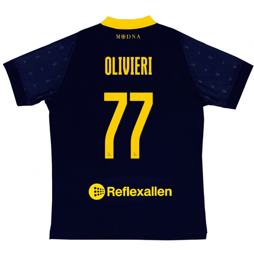 Danxen Män Edoardo Olivieri #77 Marinblå Gul Bortatröja Matchtröjor 2025/26 Tröjor T-Tröja