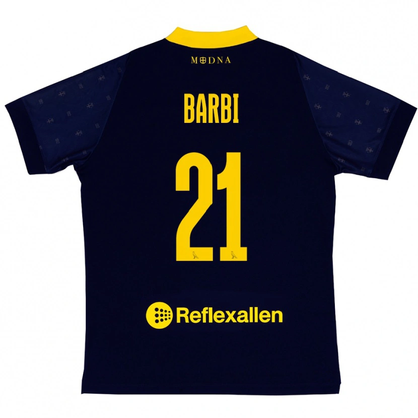 Danxen Män Edoardo Barbi #21 Marinblå Gul Bortatröja Matchtröjor 2025/26 Tröjor T-Tröja