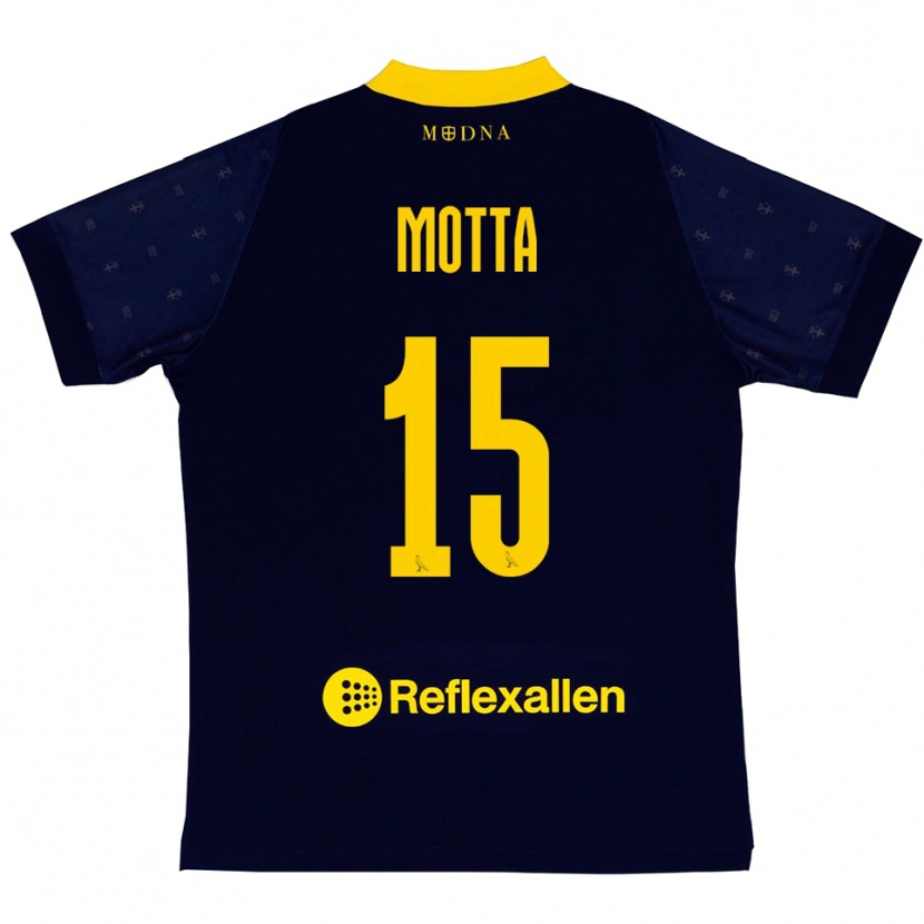 Danxen Män Nicolò Motta #15 Marinblå Gul Bortatröja Matchtröjor 2025/26 Tröjor T-Tröja