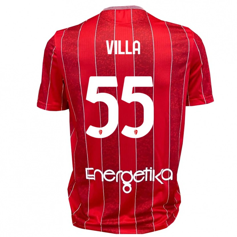 Danxen Män Lorenzo Villa #55 Röd Vit Bortatröja Matchtröjor 2025/26 Tröjor T-Tröja