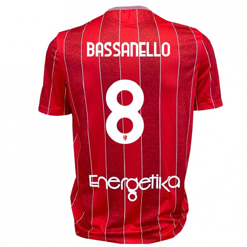 Danxen Män Davide Bassanello #8 Röd Vit Bortatröja Matchtröjor 2025/26 Tröjor T-Tröja