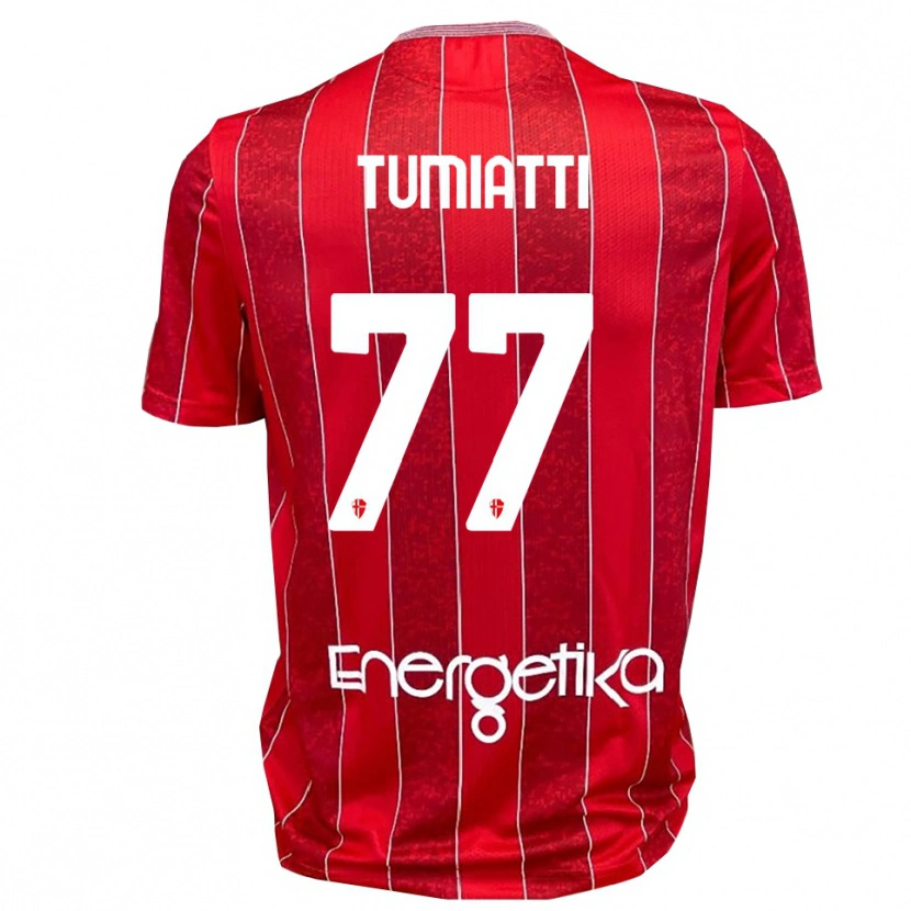 Danxen Män Francesco Tumiatti #77 Röd Vit Bortatröja Matchtröjor 2025/26 Tröjor T-Tröja
