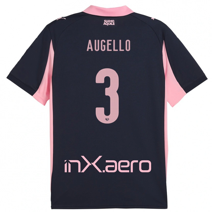 Danxen Män Tommaso Augello #3 Marinblå Rosa Bortatröja Matchtröjor 2025/26 Tröjor T-Tröja