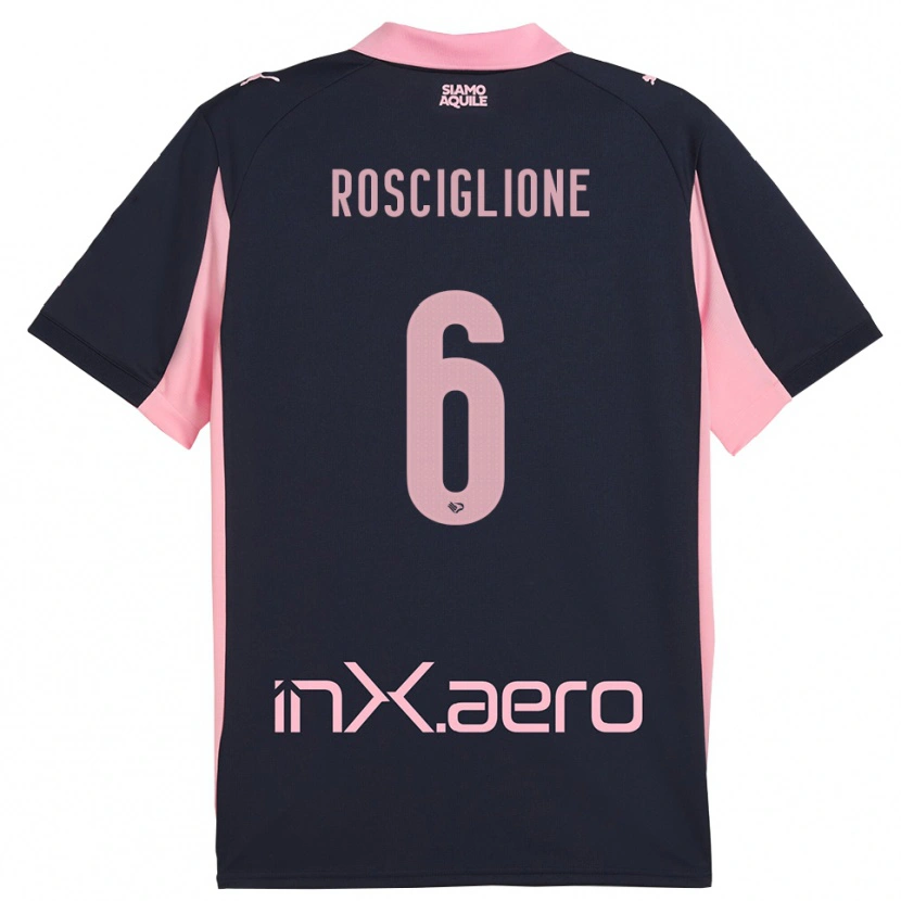 Danxen Män Davide Rosciglione #6 Marinblå Rosa Bortatröja Matchtröjor 2025/26 Tröjor T-Tröja