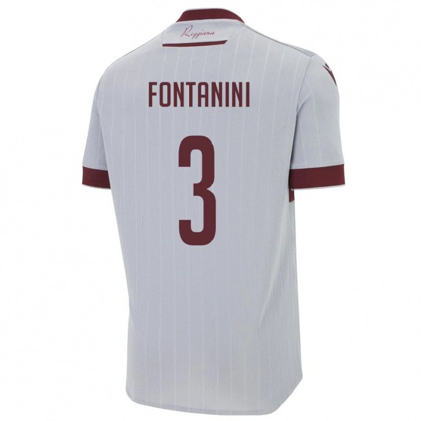 Danxen Män Lorenzo Fontanini #3 Bourgogne Vitt Bortatröja Matchtröjor 2025/26 Tröjor T-Tröja