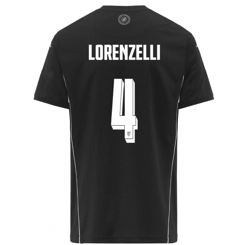 Danxen Män Emanuele Lorenzelli #4 Svart Vit Bortatröja Matchtröjor 2025/26 Tröjor T-Tröja
