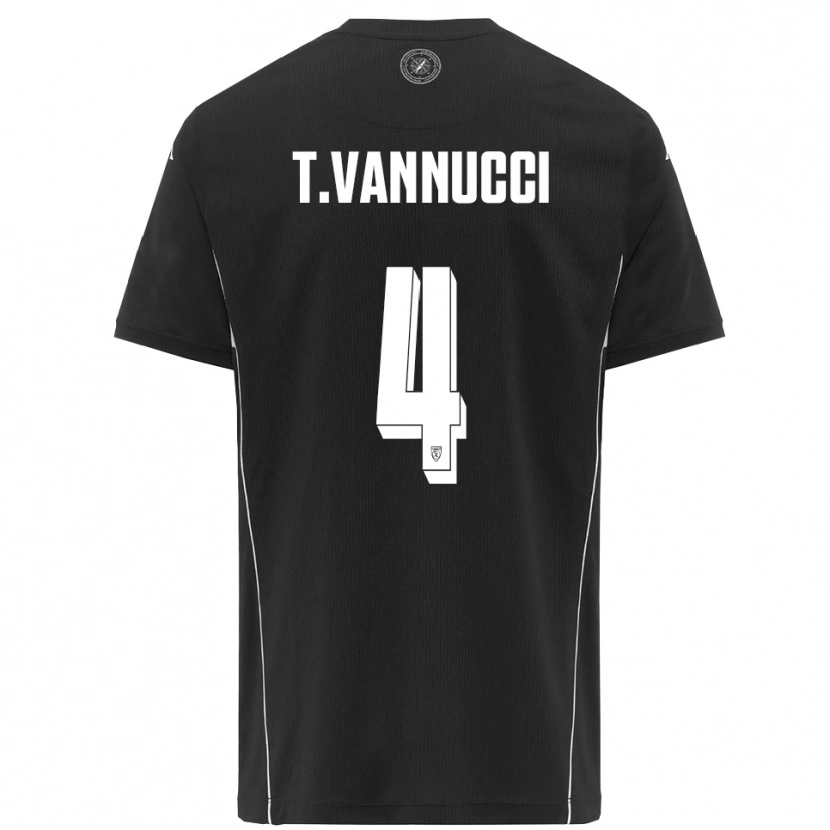 Danxen Män Tommaso Vannucci #4 Svart Vit Bortatröja Matchtröjor 2025/26 Tröjor T-Tröja