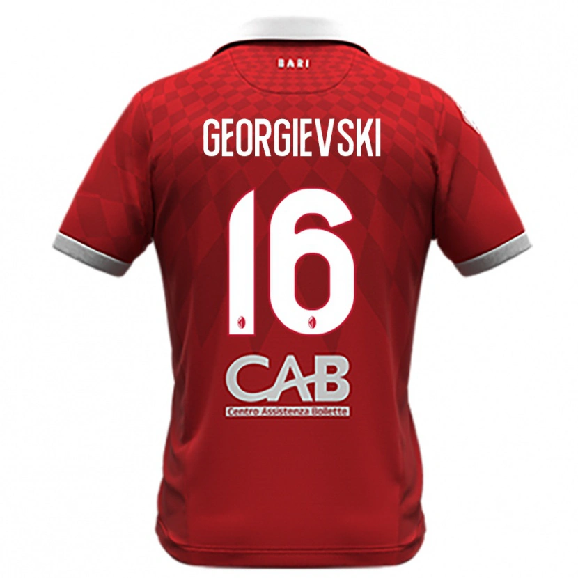Danxen Män Toma Georgievski #16 Röd Vit Bortatröja Matchtröjor 2025/26 Tröjor T-Tröja