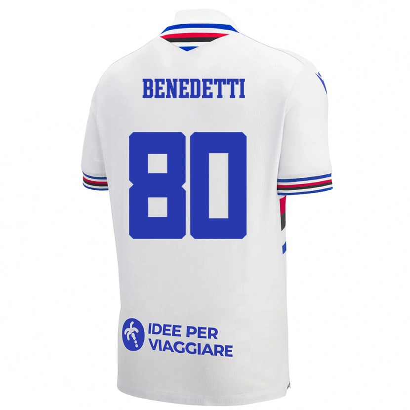 Danxen Män Leonardo Benedetti #80 Vit Blå Röd Bortatröja Matchtröjor 2025/26 Tröjor T-Tröja
