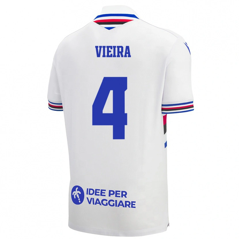 Danxen Män Ronaldo Vieira #4 Vit Blå Röd Bortatröja Matchtröjor 2025/26 Tröjor T-Tröja