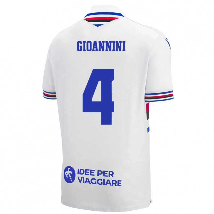 Danxen Män Matteo Gioannini #4 Vit Blå Röd Bortatröja Matchtröjor 2025/26 Tröjor T-Tröja
