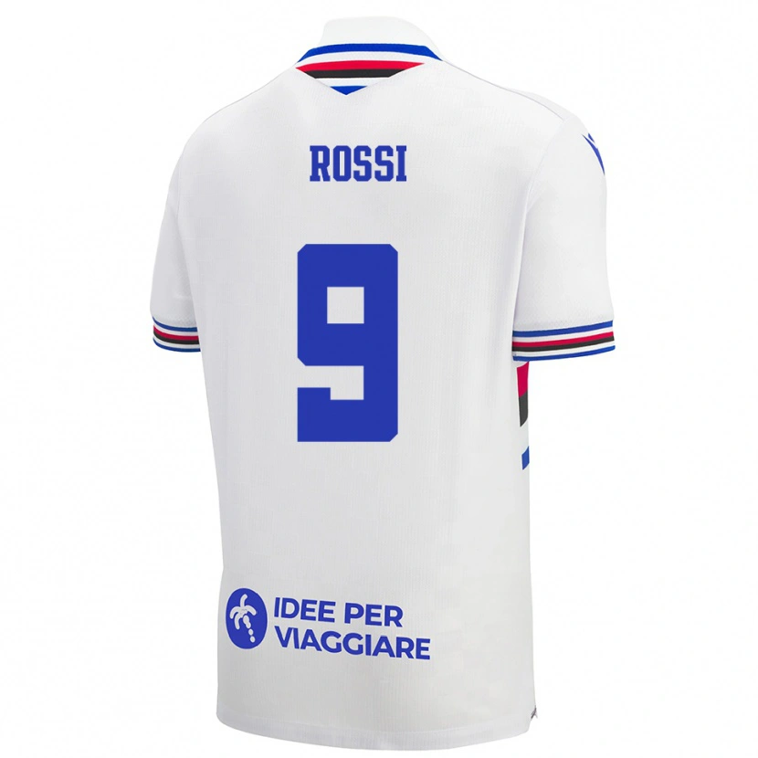 Danxen Män Allegra Rossi #9 Vit Blå Röd Bortatröja Matchtröjor 2025/26 Tröjor T-Tröja