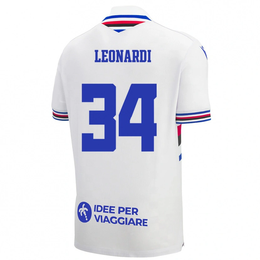 Danxen Män Simone Leonardi #34 Vit Blå Röd Bortatröja Matchtröjor 2025/26 Tröjor T-Tröja