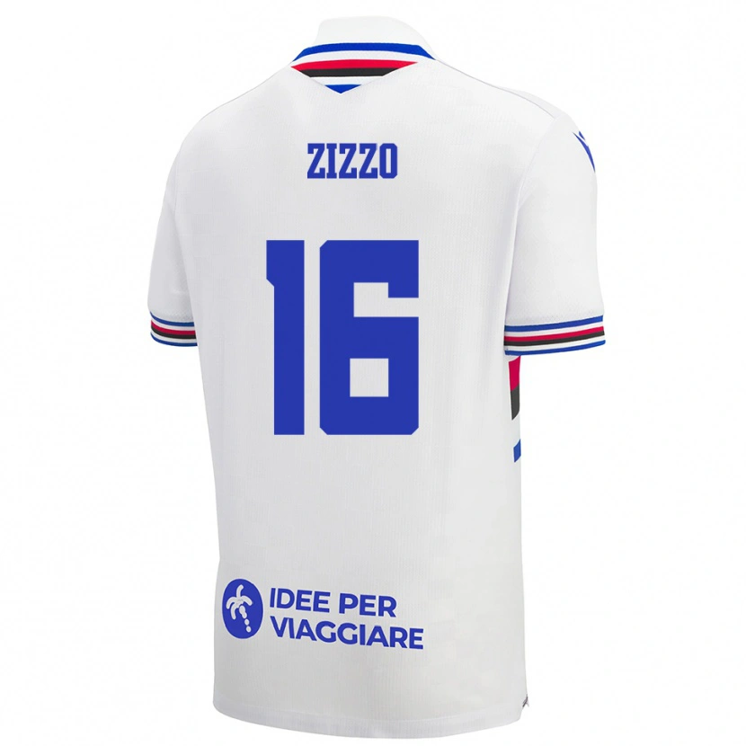 Danxen Män Vincenzo Zizzo #16 Vit Blå Röd Bortatröja Matchtröjor 2025/26 Tröjor T-Tröja