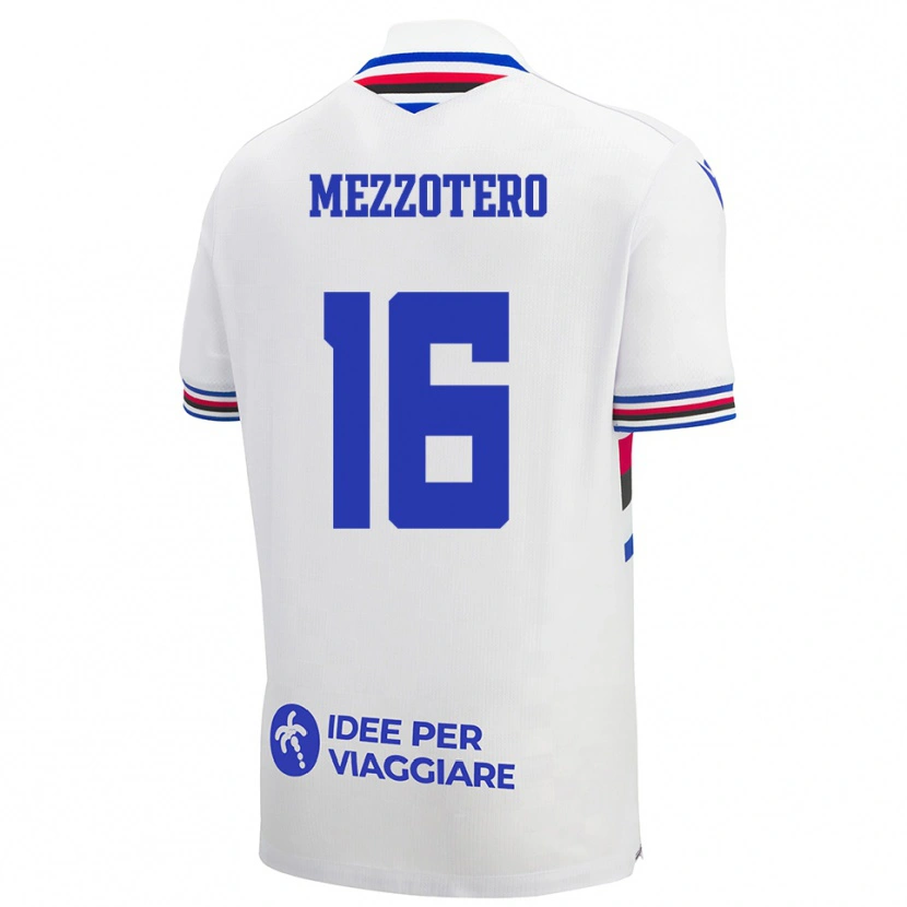 Danxen Män Lorenzo Mezzotero #16 Vit Blå Röd Bortatröja Matchtröjor 2025/26 Tröjor T-Tröja