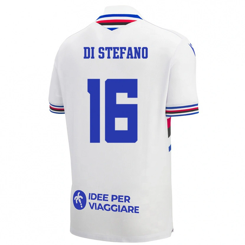 Danxen Män Lorenzo Di Stefano #16 Vit Blå Röd Bortatröja Matchtröjor 2025/26 Tröjor T-Tröja