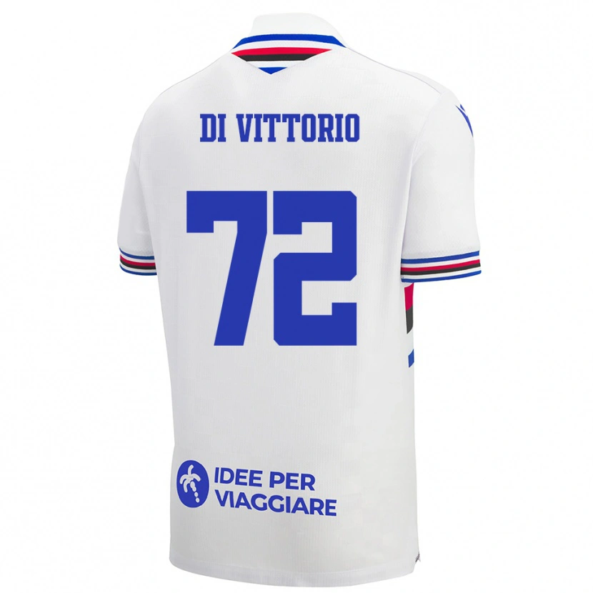 Danxen Män Irene Di Vittorio #72 Vit Blå Röd Bortatröja Matchtröjor 2025/26 Tröjor T-Tröja