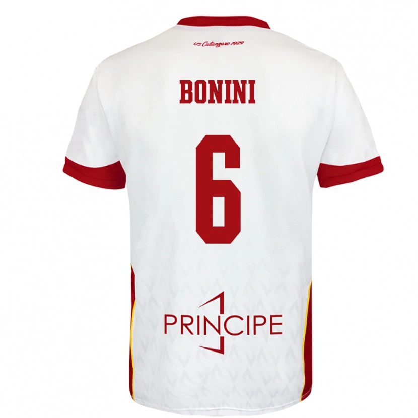 Danxen Män Federico Bonini #6 Vit Röd Bortatröja Matchtröjor 2025/26 Tröjor T-Tröja