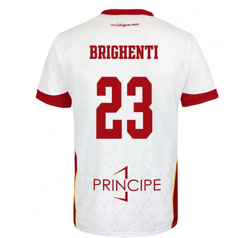 Danxen Män Nicolò Brighenti #23 Vit Röd Bortatröja Matchtröjor 2025/26 Tröjor T-Tröja