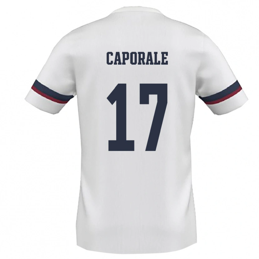 Danxen Män Alessandro Caporale #17 Vit Röd Bortatröja Matchtröjor 2025/26 Tröjor T-Tröja